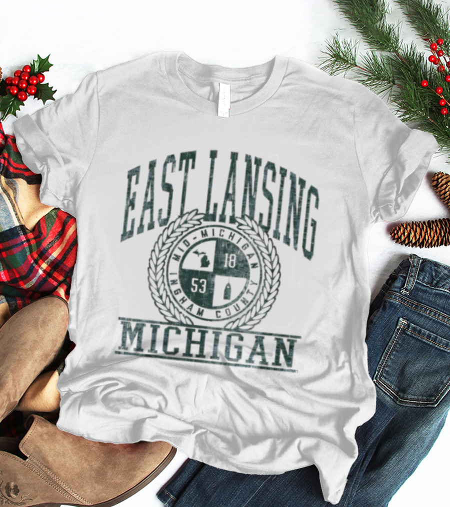 East Lansing Michigan Seal Retro College Town Crest 1953 T-Shirt