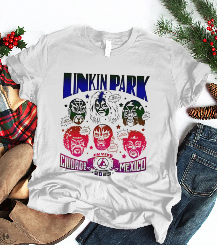 Linkin Park Lucha Libre En Vivo Mexico 2025 Concert T-Shirt