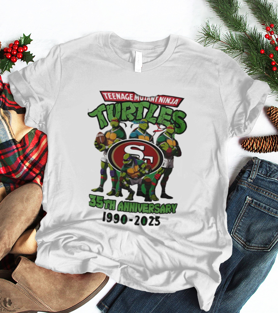 Teenage Mutant Ninja Turtles 35th Anniversary 1990-2023 San Francisco 49ers Collaboration T-Shirt