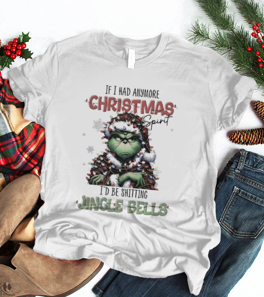 The Grinch Christmas Spirit Shitting Jingle Bells Holiday Humor T-Shirt