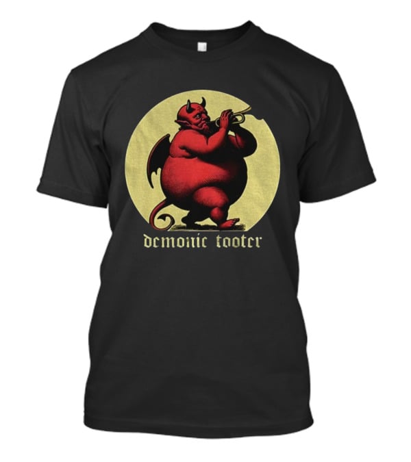 Demonic Tooter Cartoon Devil Playing Trumpet Vintage Style T-Shirt