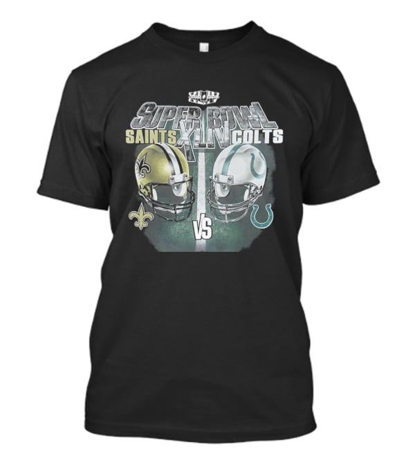 Indianapolis Colts Vs New Orleans Saints Super Bowl XLIV Helmet Matchup Retro 2010 T-Shirt