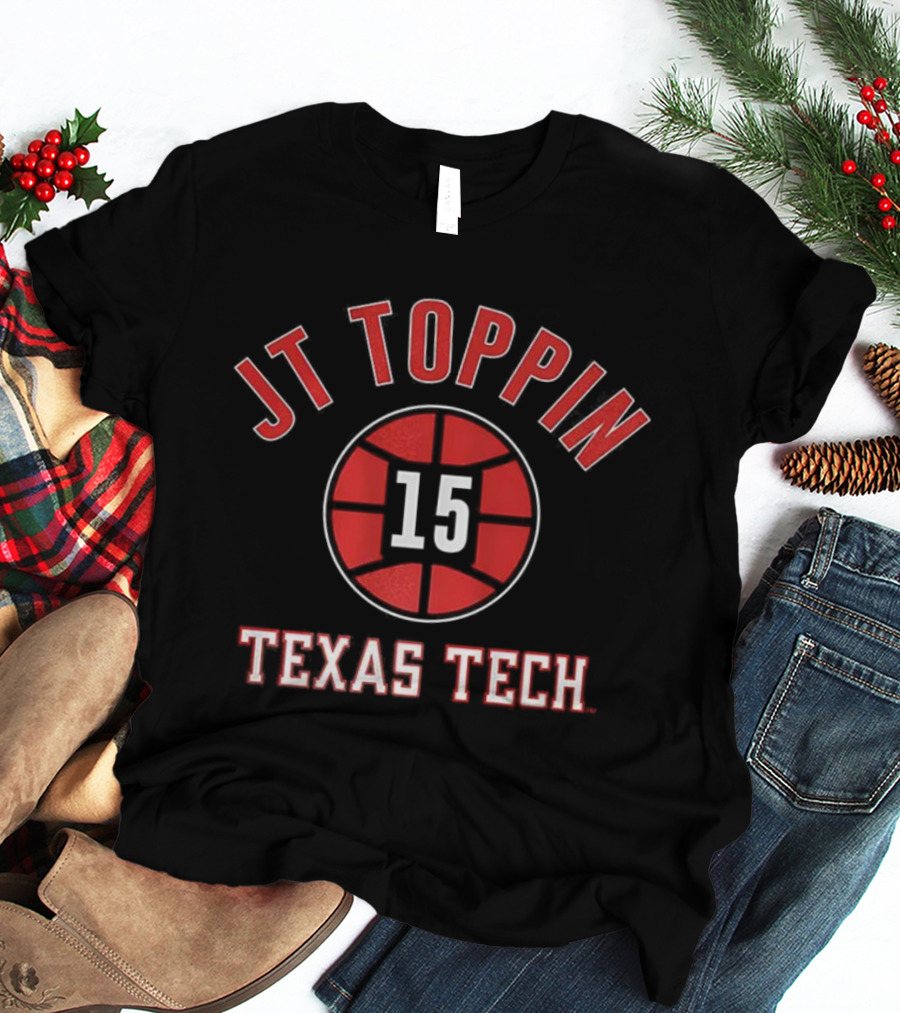 JT Toppin Texas Tech Red Raiders Basketball Number 15 Ball T-Shirt