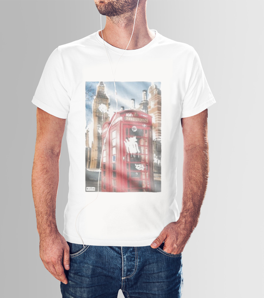 Kith London Red Telephone Box November 28th Tower Bridge Skyline Scene T-Shirt