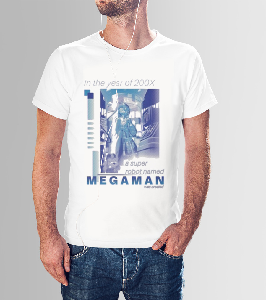 Mega Man In The Year Of 200X A Super Robot Named Mega Man Retro Gaming T-Shirt