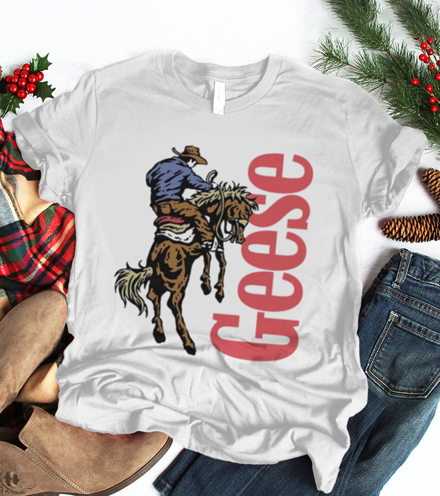 Geese Cowboy Riding Horse Western Adventure 3D Style T-Shirt