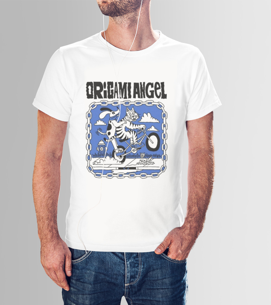 Origami Angel Ride Tiger Dog Bike Adventure T-Shirt