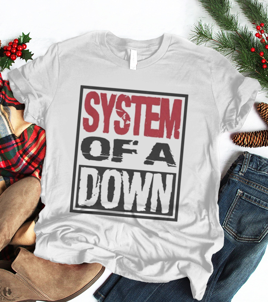 SYSTEM OF A DOWN Triple Stack Box Text Bold Style T-Shirt