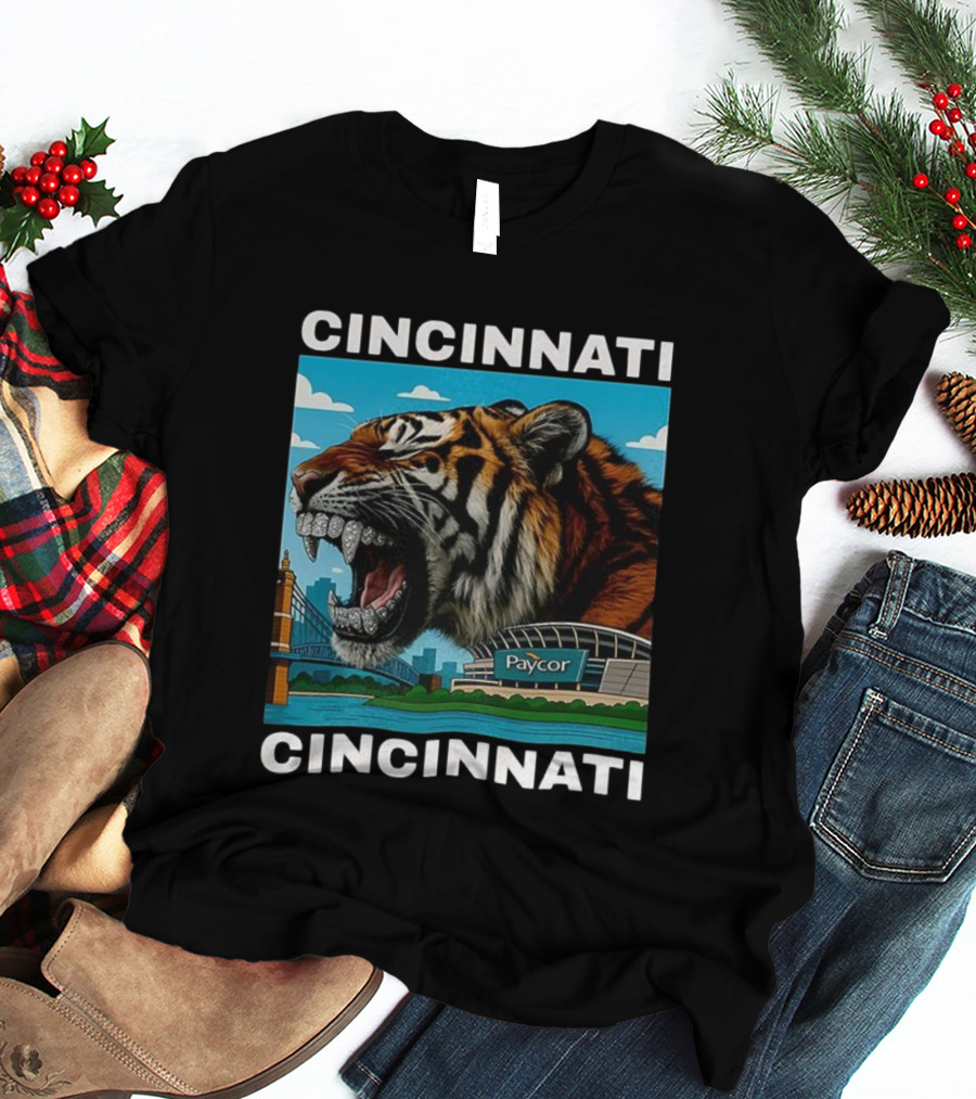 Cincinnati Tiger Iced Out Grillz Paycor Stadium Roar T-Shirt