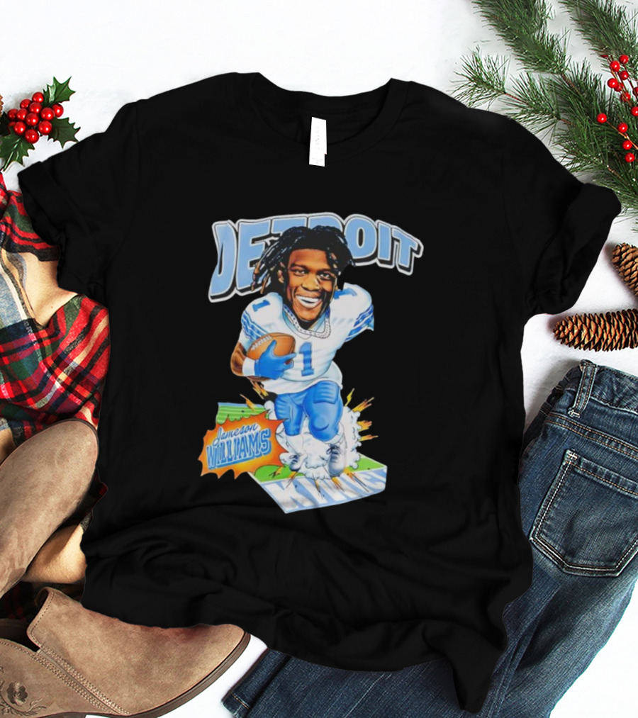 Jameson Williams Detroit Lions NFL Football Caricature Starburst T-Shirt