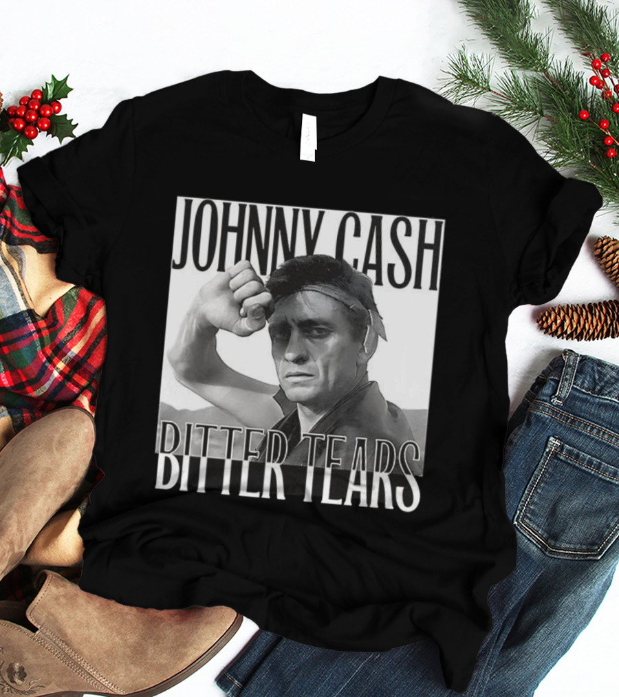 Johnny Cash Bitter Tears Monochrome Illustration T-Shirt