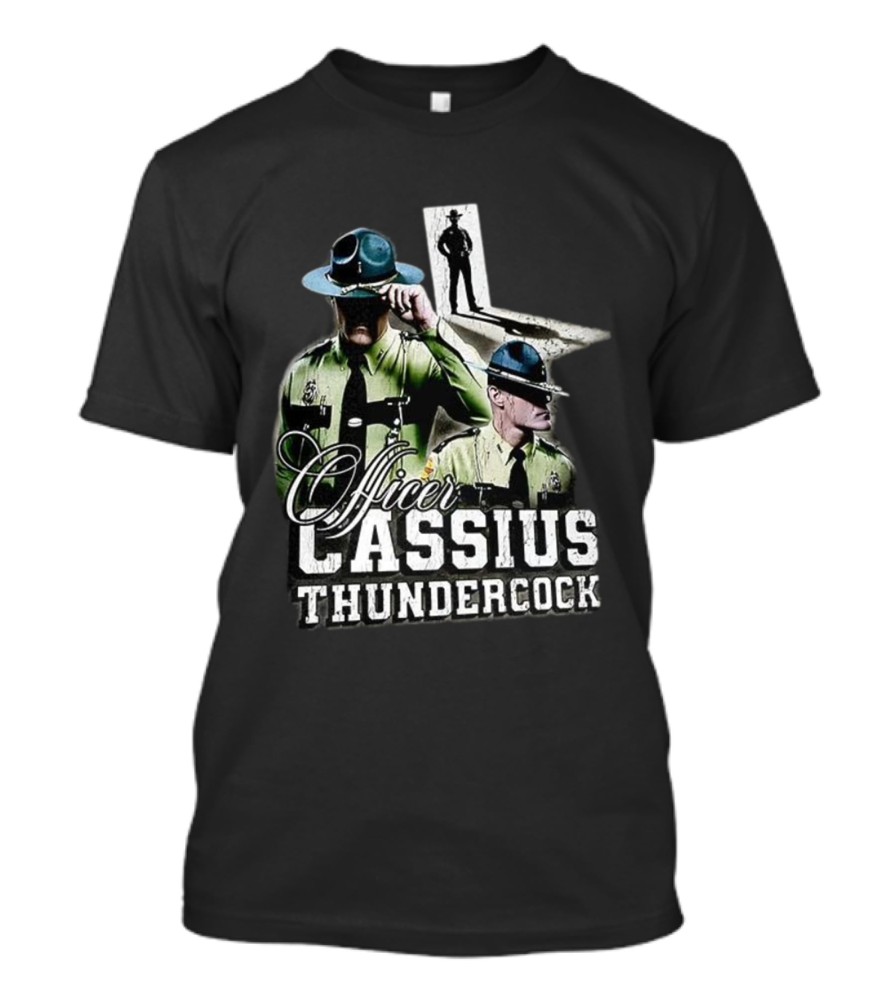 Officer Cassius Thundercock Police Silhouette Tribute T-Shirt