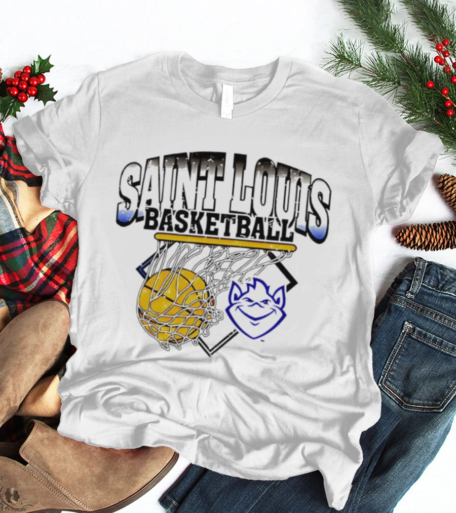 Saint Louis Basketball Billiken Mascot Yellow Basketball T-Shirt
