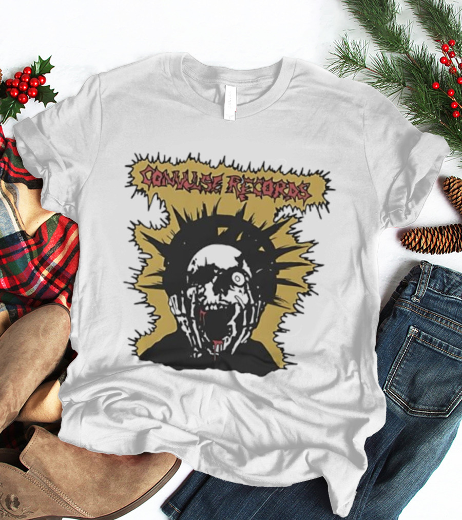 Convulse Records Skull With Crowned Head Design T-Shirt