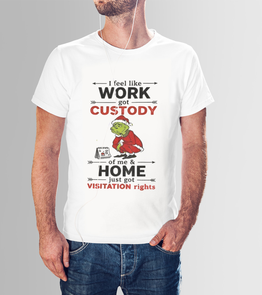 Grinch Santa Hat Work Got Custody Home Visitation Rights T-Shirt