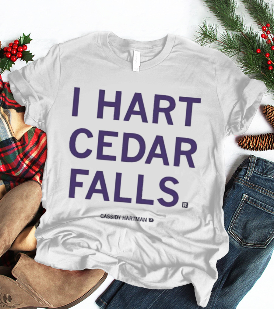 I Hart Cedar Falls Black Text T-Shirt