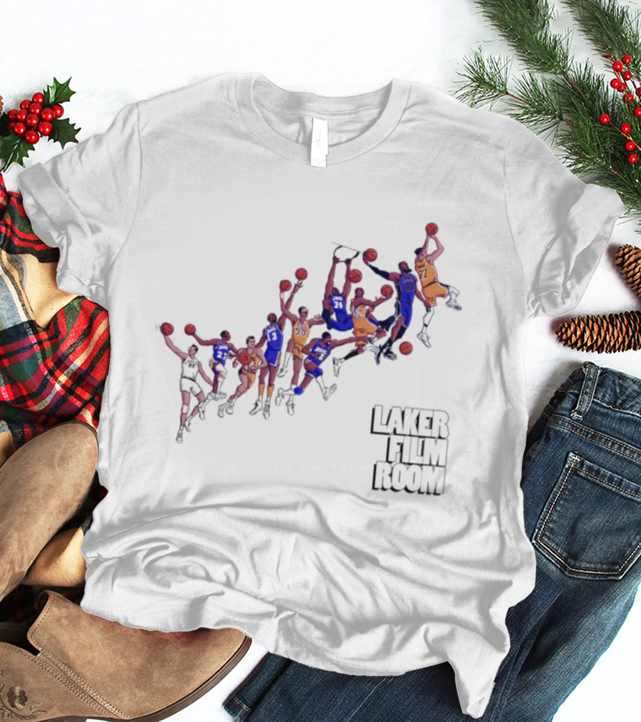 Laker Film Room Los Angeles Lakers Players Dunking Action Sequence T-Shirt