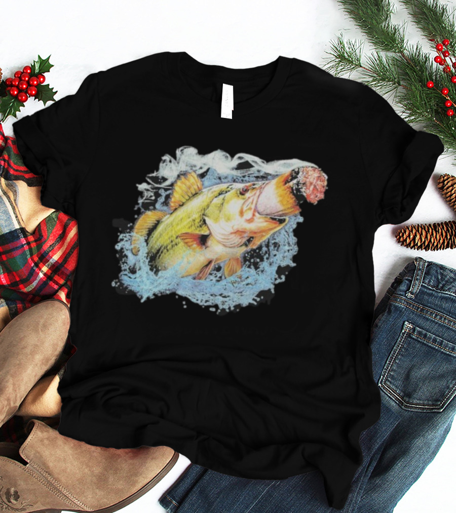 Fish Smokin A Bigass Doink Surreal Aquatic Design T-Shirt