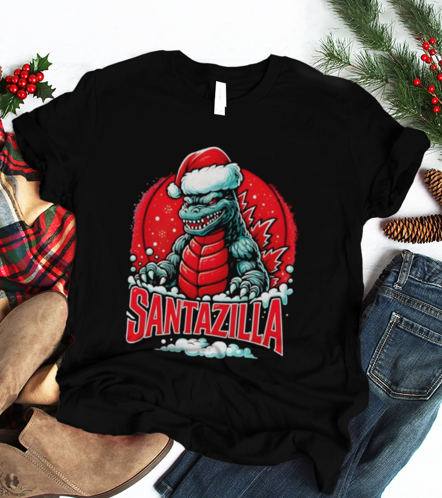 Santazilla Godzilla Christmas Monster Ornament Holiday Fun T-Shirt