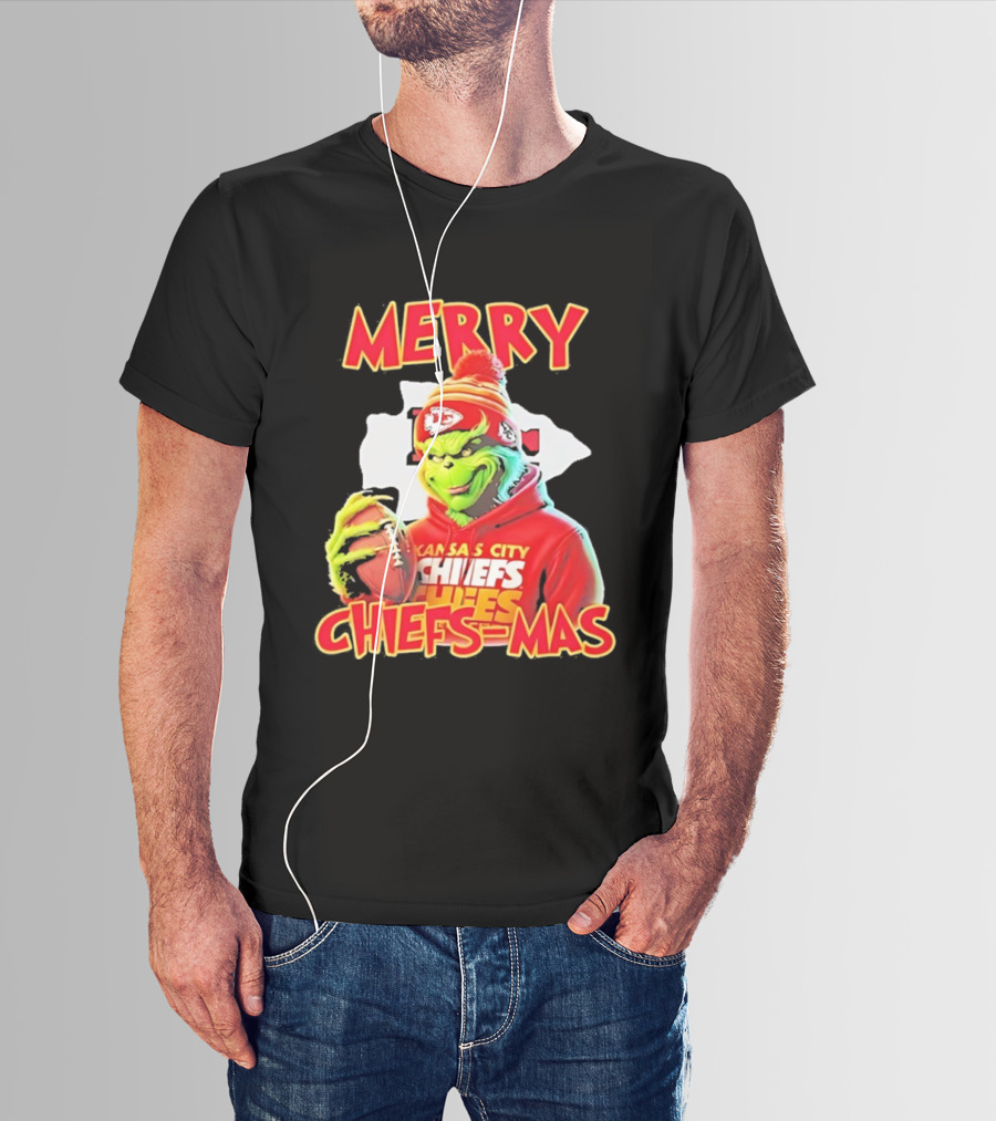 Merry Chiefsmas Grinch Kansas City Chiefs Football T-Shirt