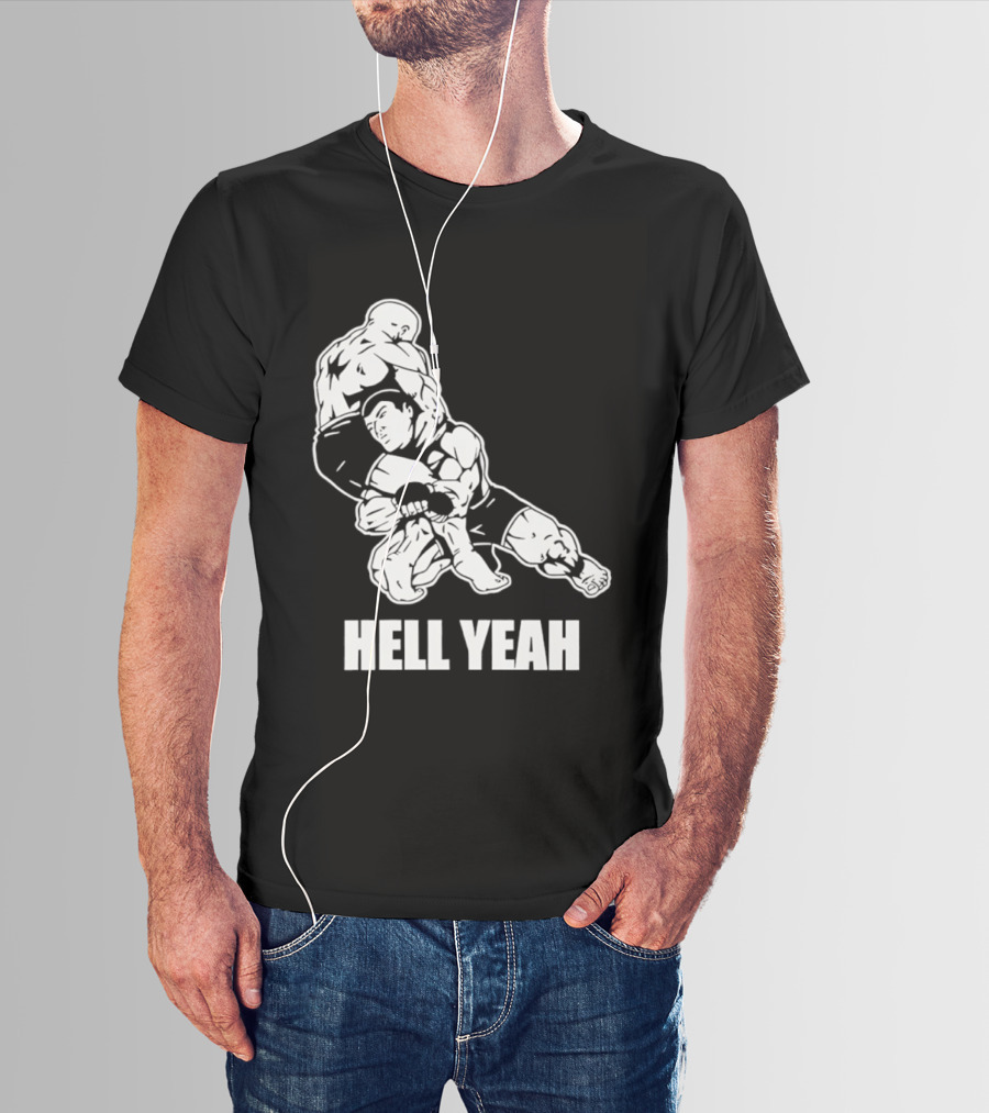 Hell Yeah Double Leg Takedown Wrestling Action T-Shirt