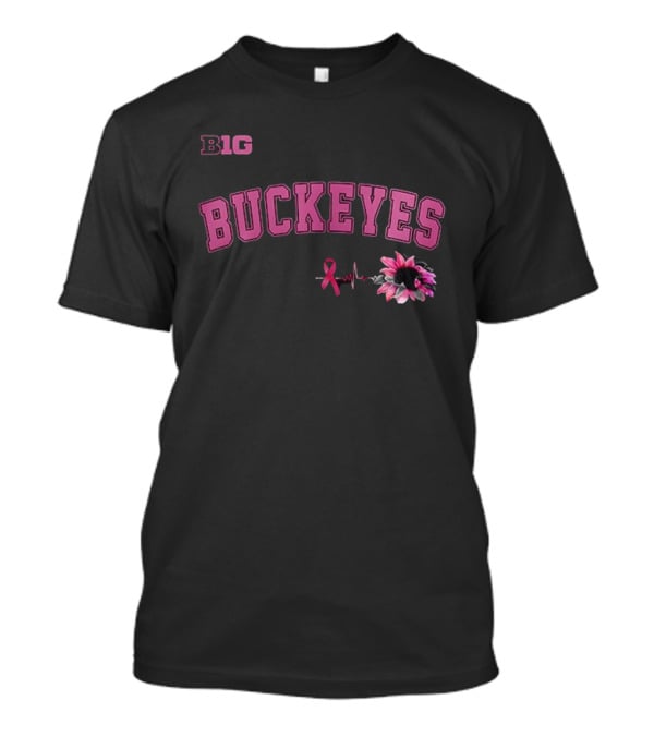 B1G Pink Buckeyes Breast Cancer Awareness Ribbon Flower T-Shirt