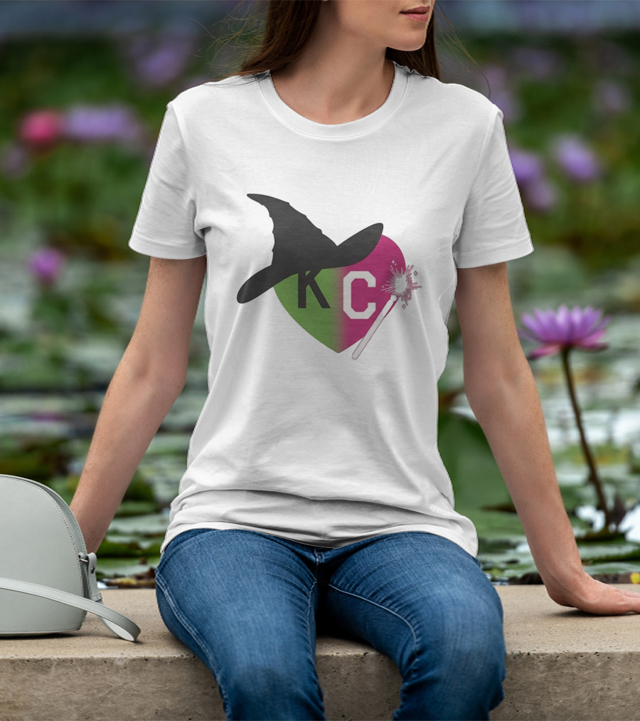 Witch Hat KC Heart Magic Wand Design T-Shirt