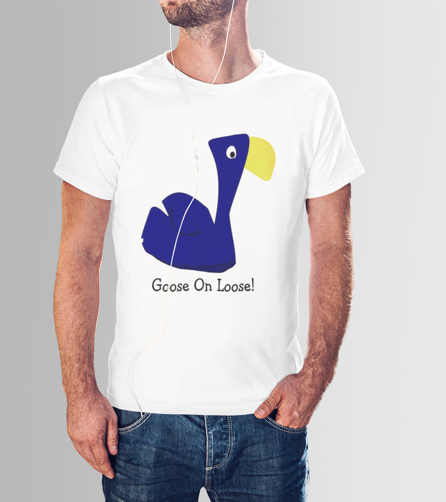 Goose On Loose Funny Blue Yellow Bird T-Shirt