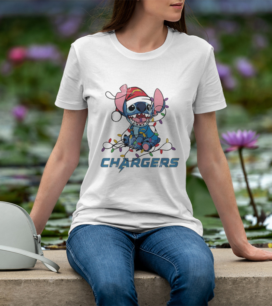 Stitch Christmas Lights Chargers Los Angeles Ornament T-Shirt