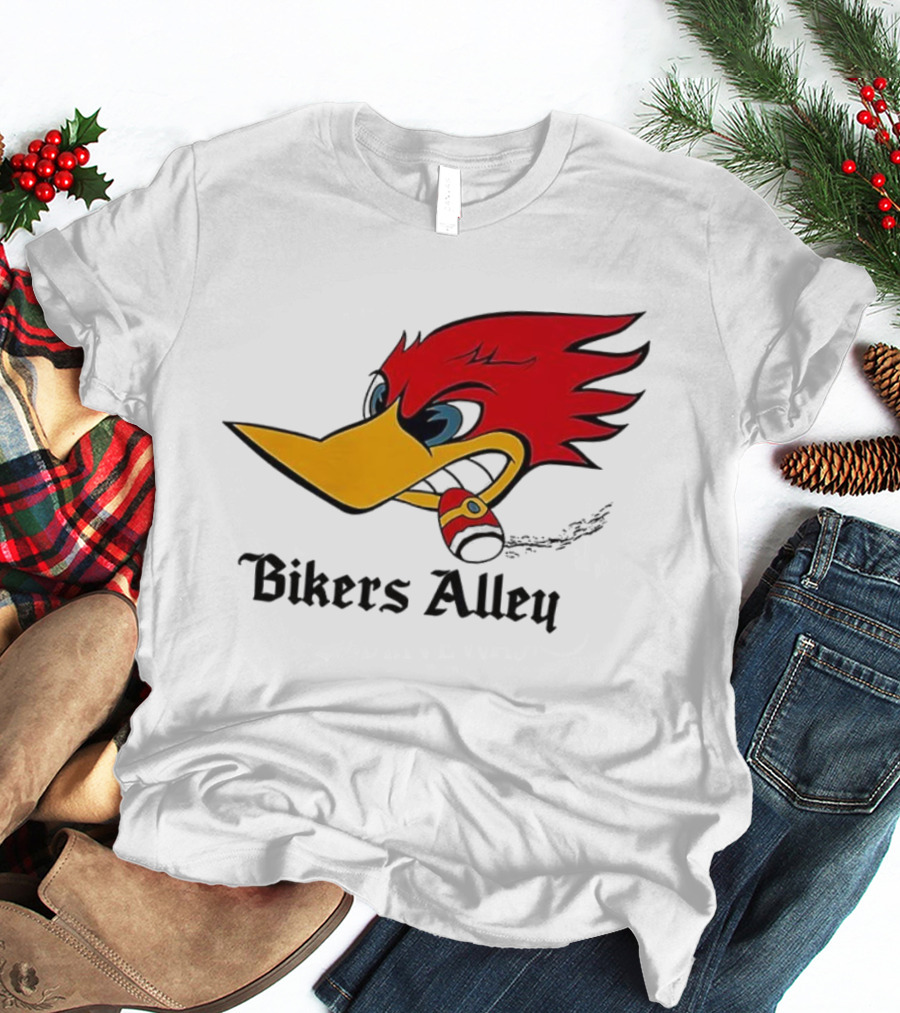 Woody Bikers Alley Cartoon Character Head With Bandana T-Shirt