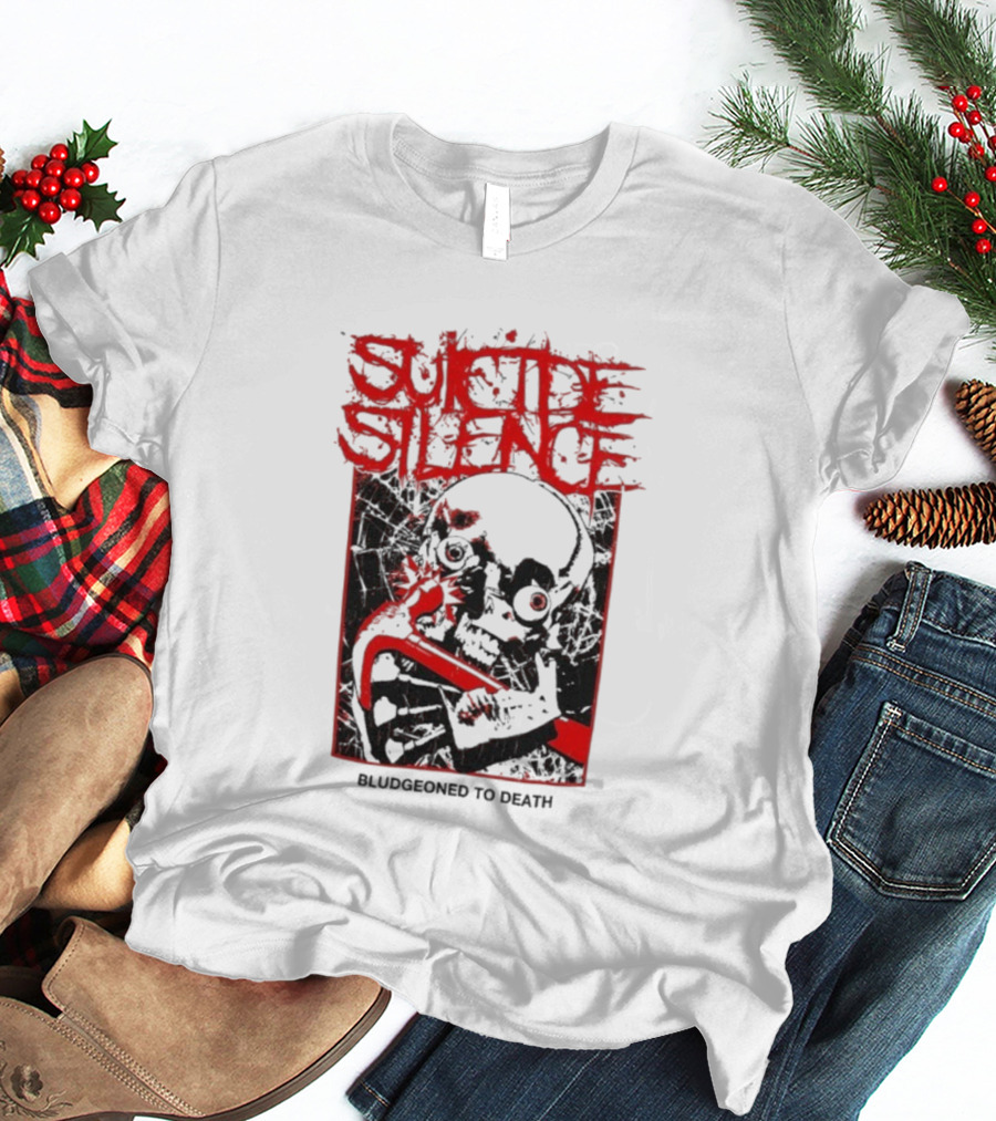 Suicide Silence Bludgeoned To Death Skull And Crowbar Design T-Shirt