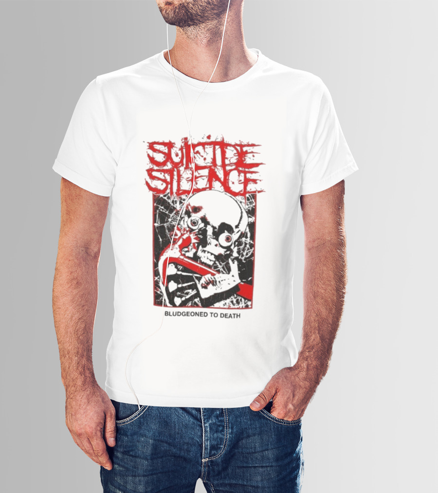 Suicide Silence Bludgeoned To Death Skull And Crowbar Design T-Shirt