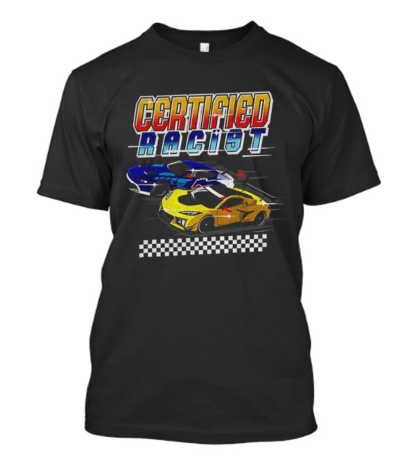 Certified Racer Retro Cars Racing Checkered Flag T-Shirt