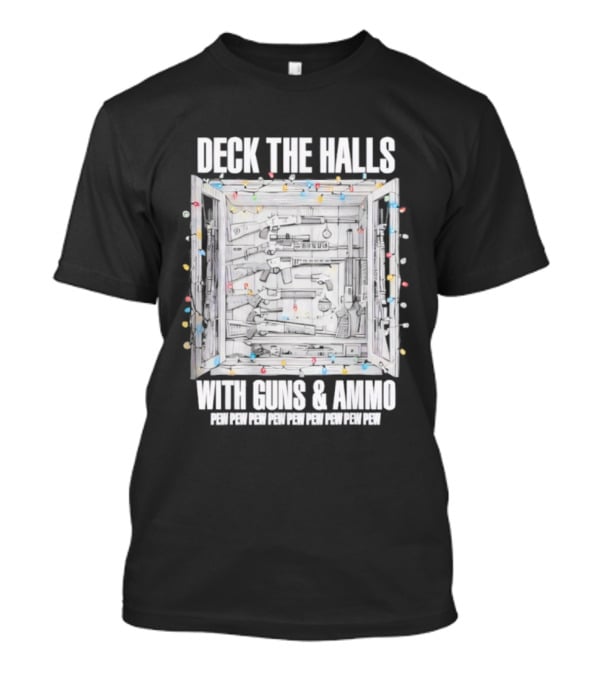 Deck The Halls With Guns And Ammo Holiday Lights T-Shirt
