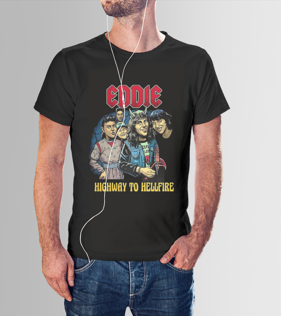 Eddie Munson Stranger Things Hellfire Club Cartoon Characters Highway To Hellfire T-Shirt