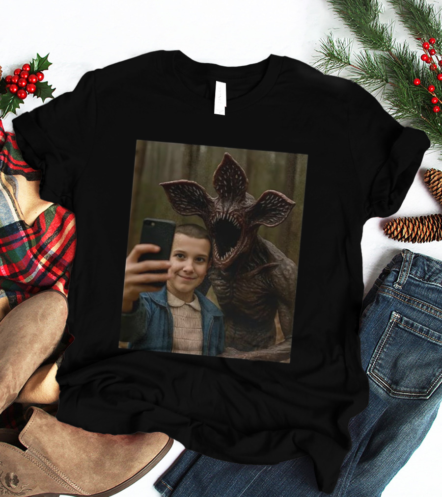 Stranger Things Eleven Demogorgon Selfie Meme Viral Fan Favorite Moment Iconic Scene T-Shirt