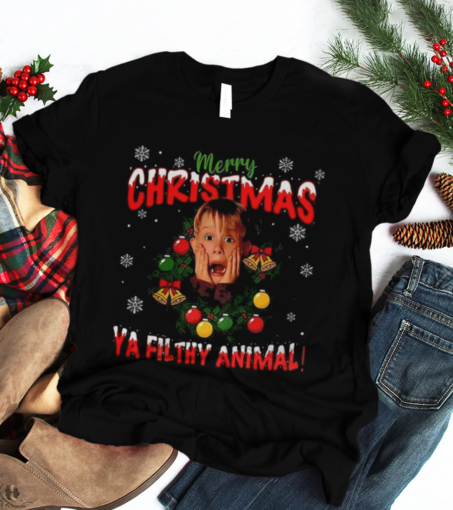 Merry Christmas Kevin Home Alone Ya Filthy Animal Meme Ugly T-Shirt