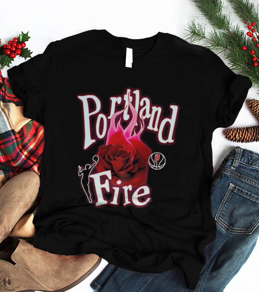 Portland Fire WNBA Rose Flame Design T-Shirt