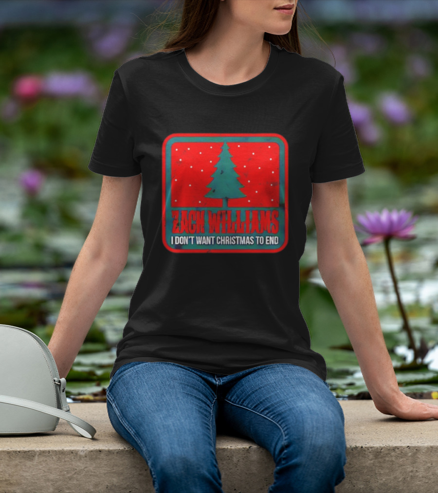 Zach Williams I Don’t Want Christmas To End Tree Red Background T-Shirt