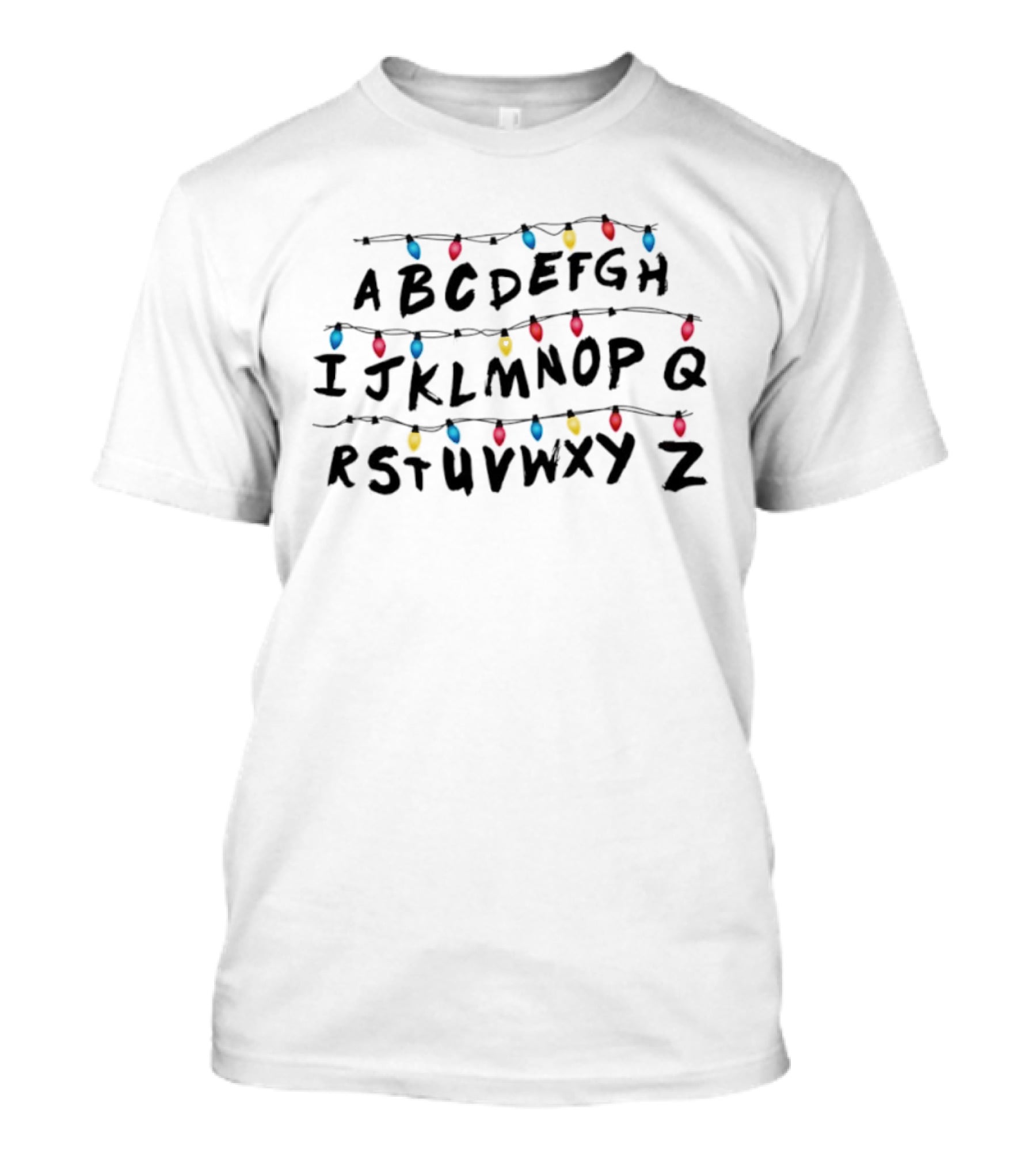 Alphabet Lights Christmas ABCDEFGHIJKLMNOPQRSTUVWXYZ T-Shirt