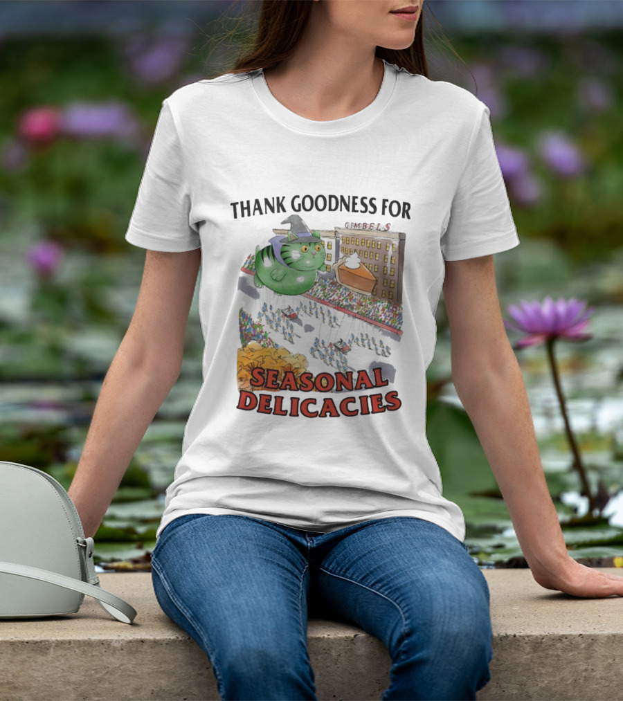 Thank Goodness For Gimbels Cat Thanksgiving Day Parade Seasonal Delicacies T-Shirt