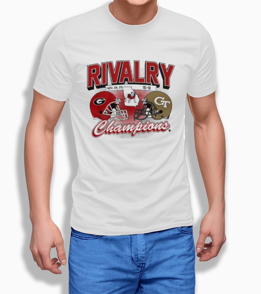 Georgia Vs. Georgia Tech Rivalry Champions 2025 Football Helmets T-Shirt
