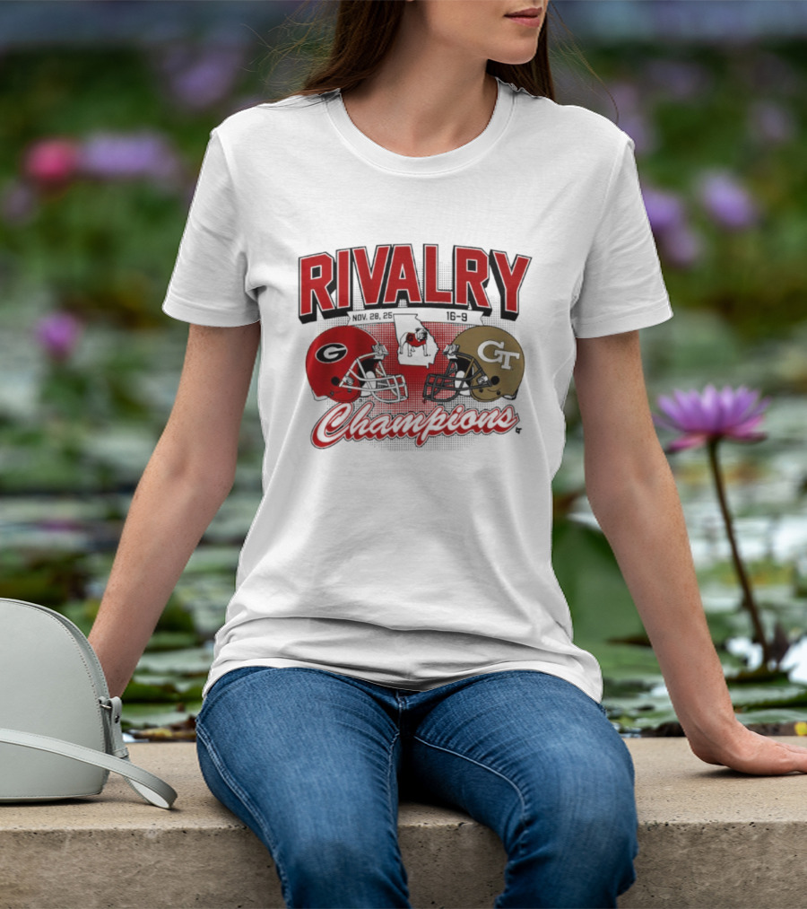 Georgia Vs. Georgia Tech Rivalry Champions 2025 Football Helmets T-Shirt