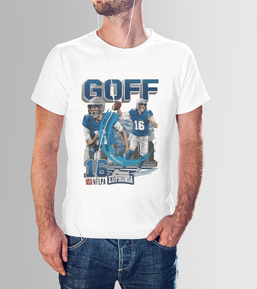 Goff 16 NFLPA Planet Euphoria Football Player Action T-Shirt