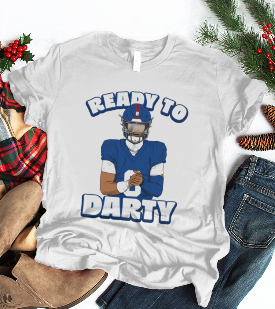 Jaxson Dart Ready To Darty NY Giants Football Illustration T-Shirt