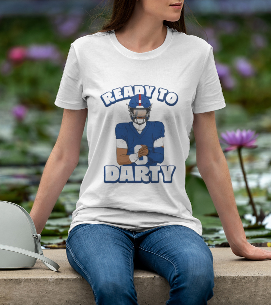 Jaxson Dart Ready To Darty NY Giants Football Illustration T-Shirt