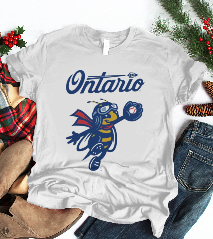 Ontario Buzzers Bee Mascot With Stylish Script And Flying Design T-Shirt