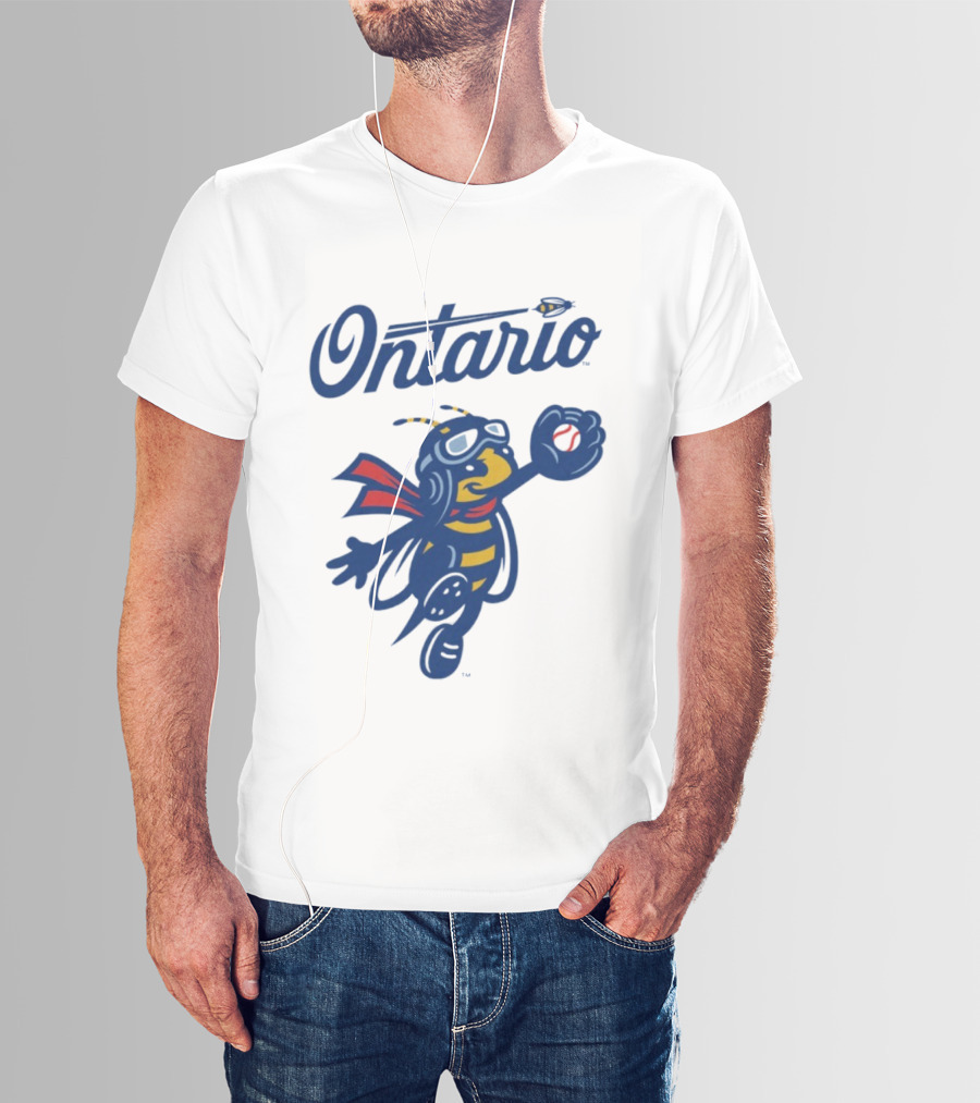 Ontario Buzzers Bee Mascot With Stylish Script And Flying Design T-Shirt