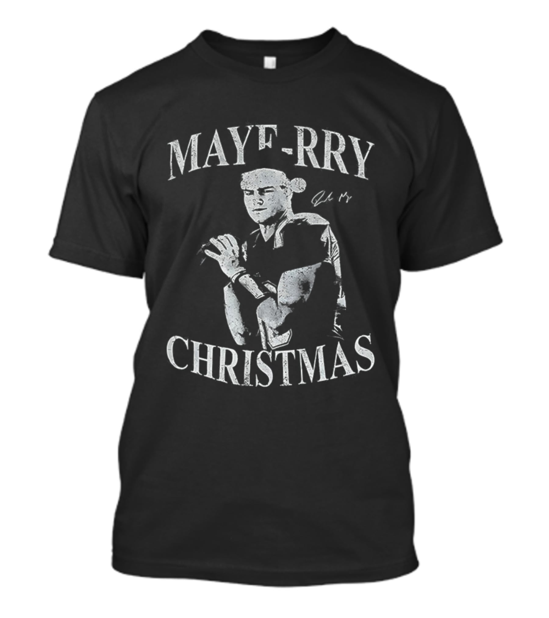 Maye-Rry Christmas Drake Maye New England Patriots Football Signature T-Shirt