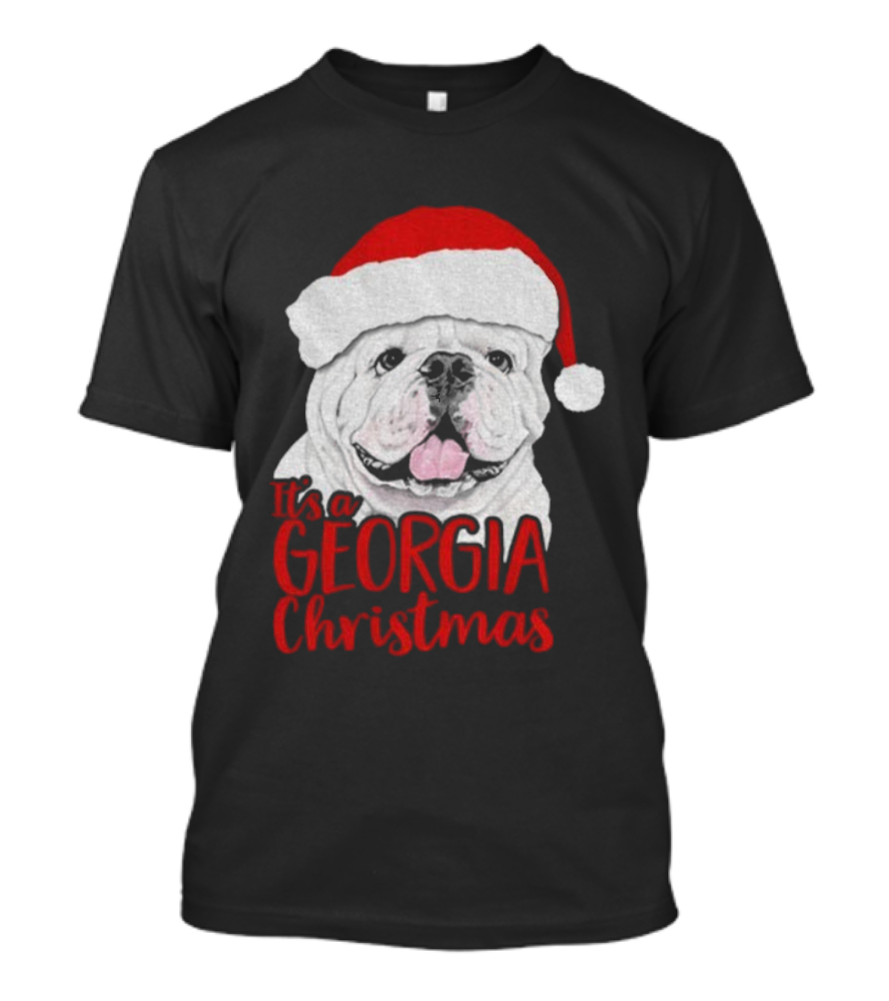 Georgia Bulldogs 2025 It's A Georgia Christmas Santa Bulldog T-Shirt